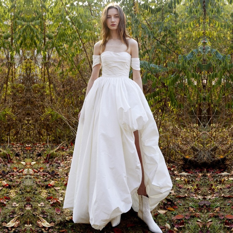 Photography Natural Lighting - One Shoulder Strapless Simple Wedding Dress