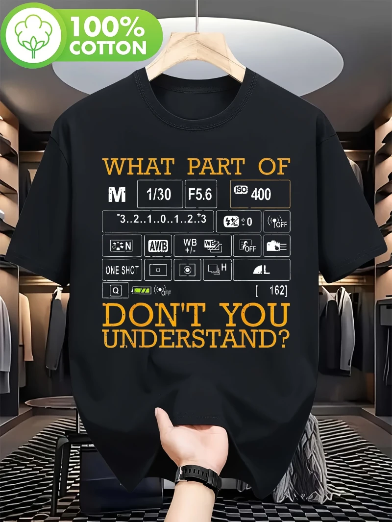 Photography Icon Set - Humorous photography-themed T-shirt featuring camera settings