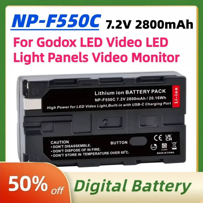 Video Led Light Panel - NP-F550C NP-F550 F570 Battery 7.2V 2800mAh