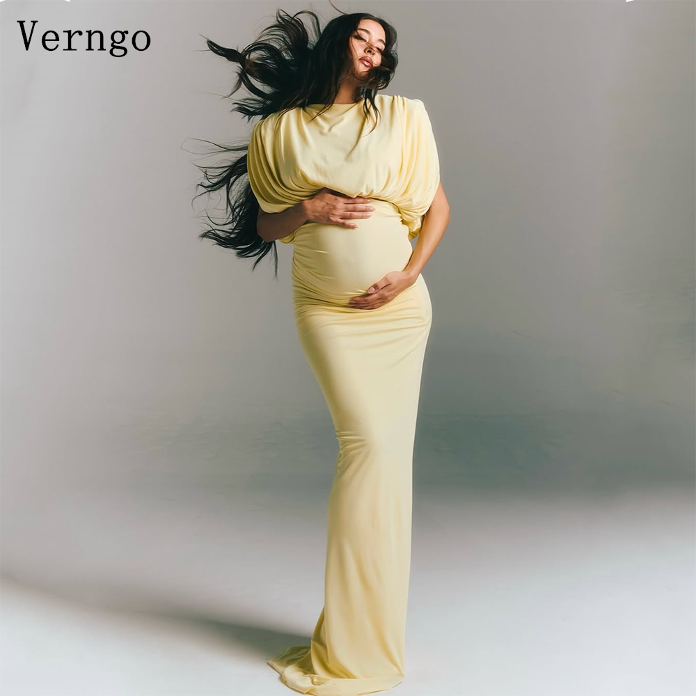 Photography Natural Lighting - Verngo Light Yellow Crepe Maternity Dresses