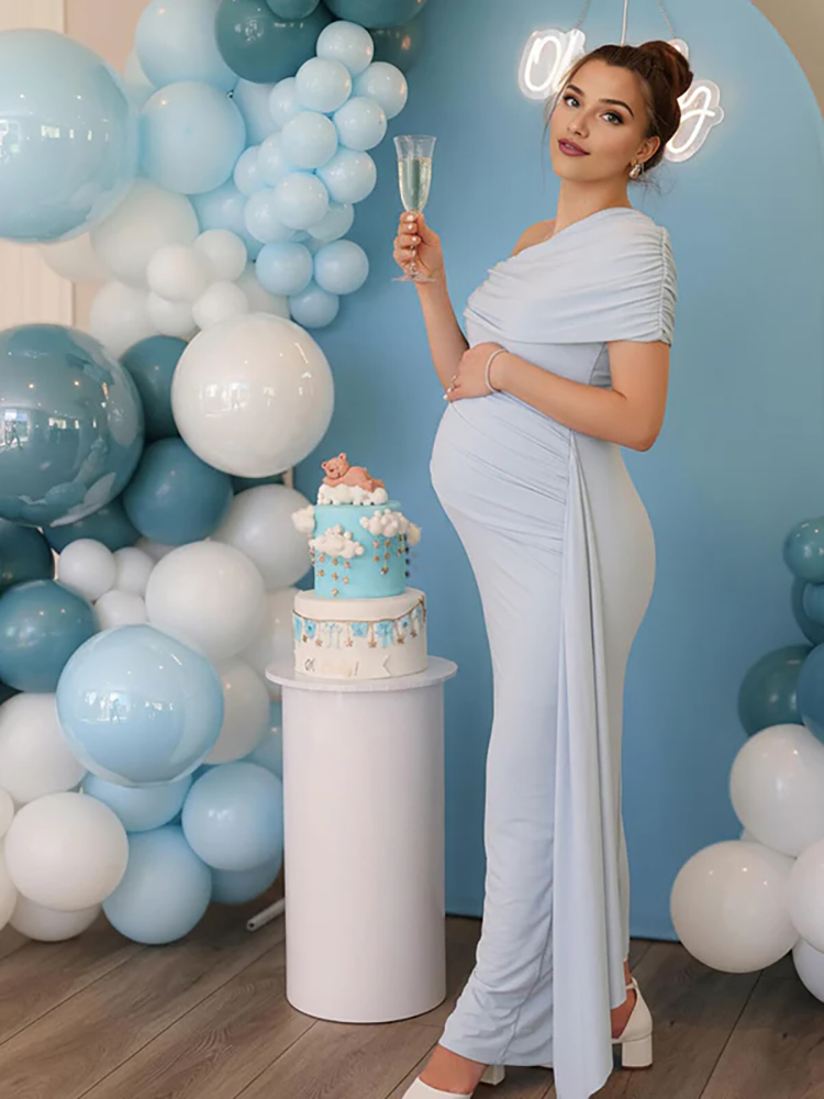 Elegant Light Blue One Shoulde - Photography Natural Lighting 评论和价格