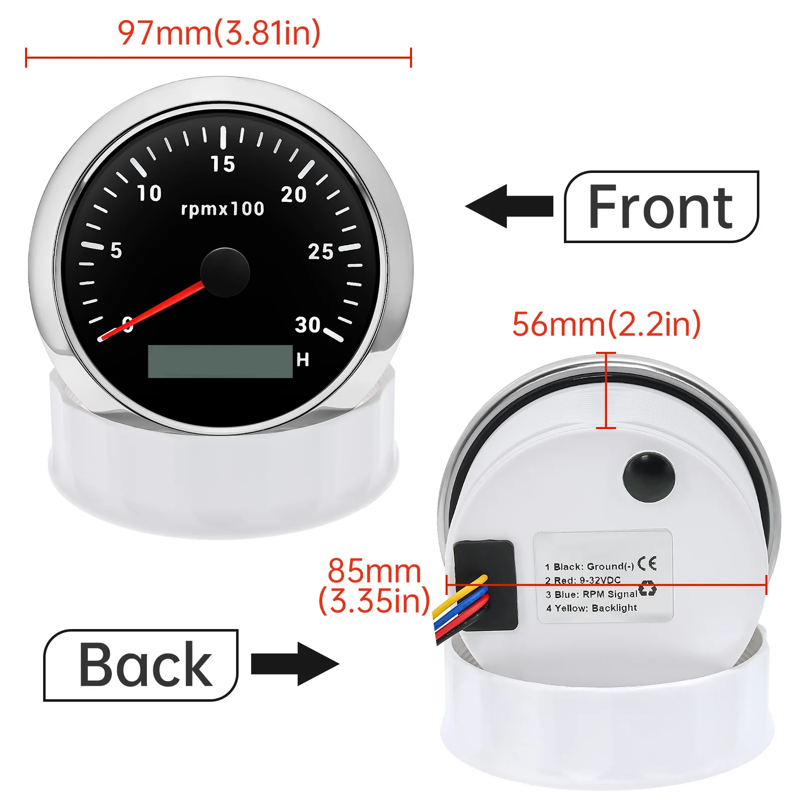 85MM Tachometer with LCD Hour  - Light Meter Incident 评论和价格