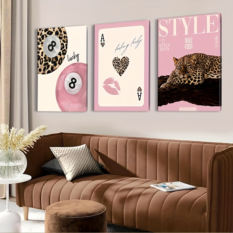 3pcs Leopard Cheetah Canvas Wa - Photography Types 评论和价格