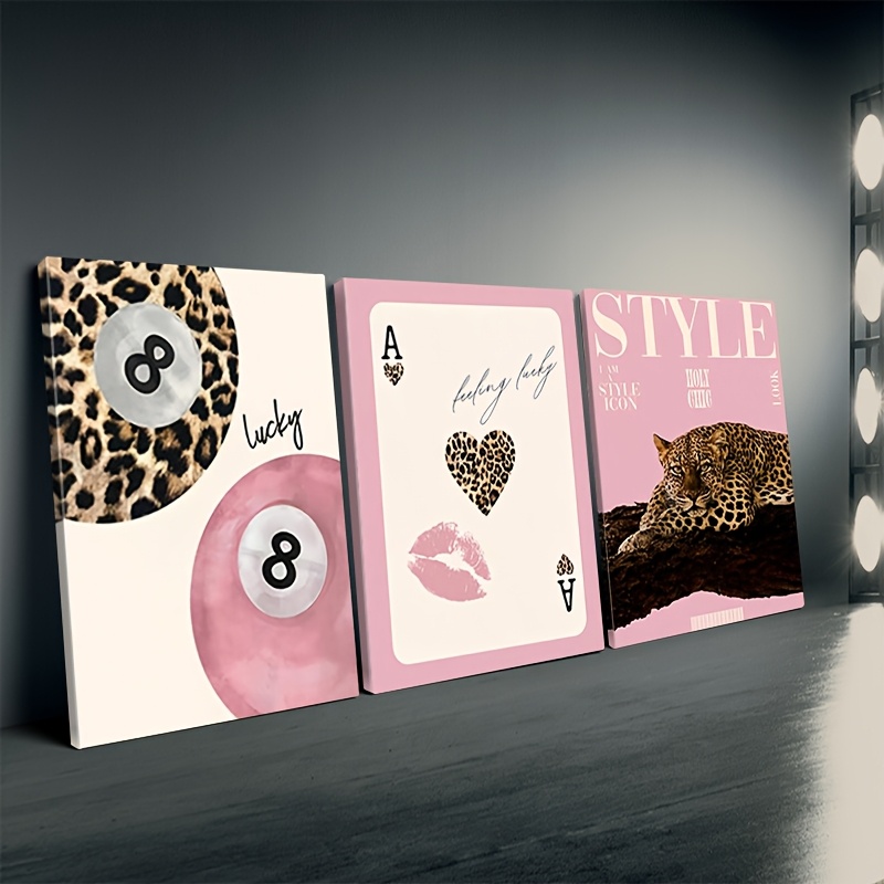 3pcs Leopard Cheetah Canvas Wa - Photography Types 评论和价格