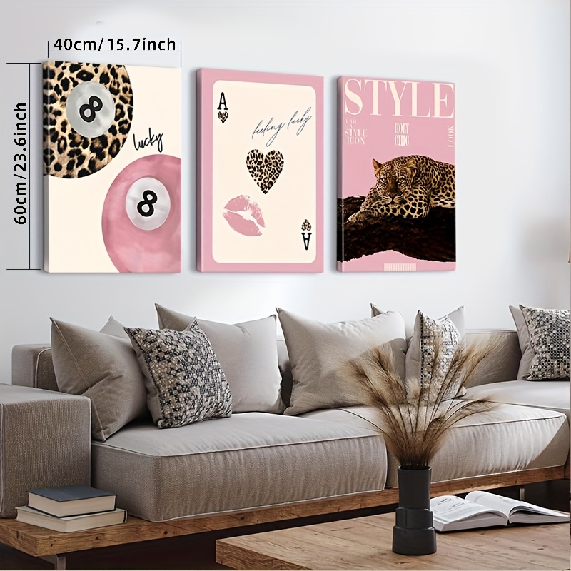 3pcs Leopard Cheetah Canvas Wa - Photography Types 评论和价格