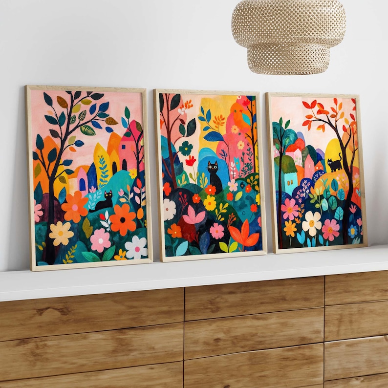 3pcs Modern Garden Black Cat W - Photography Types 评论和价格