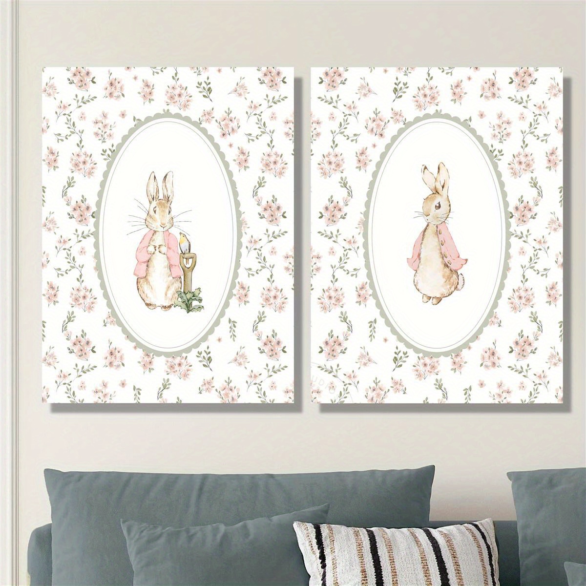 2pcs Retro Easter Rabbit Canva - Photography Types 评论和价格