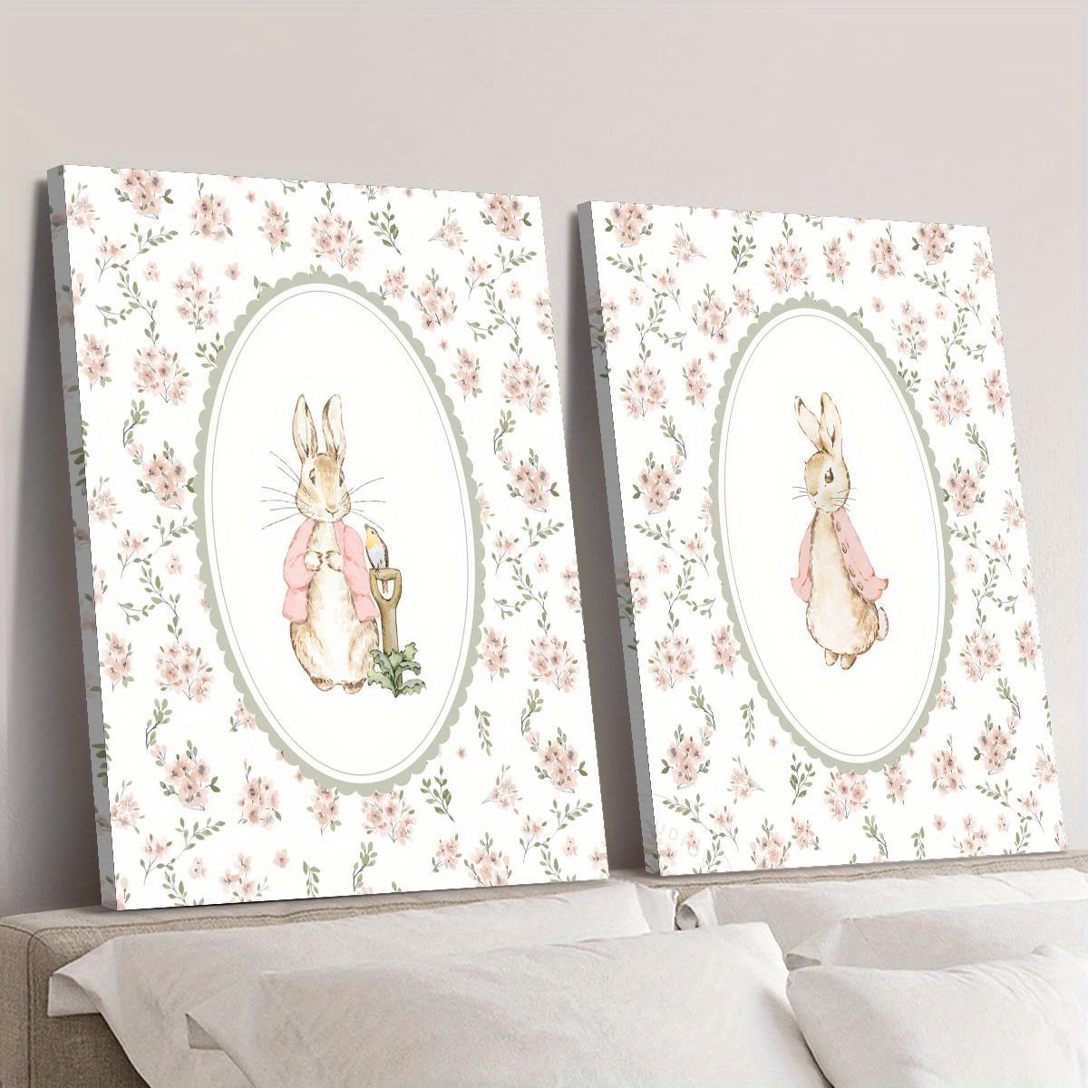 2pcs Retro Easter Rabbit Canva - Photography Types 评论和价格