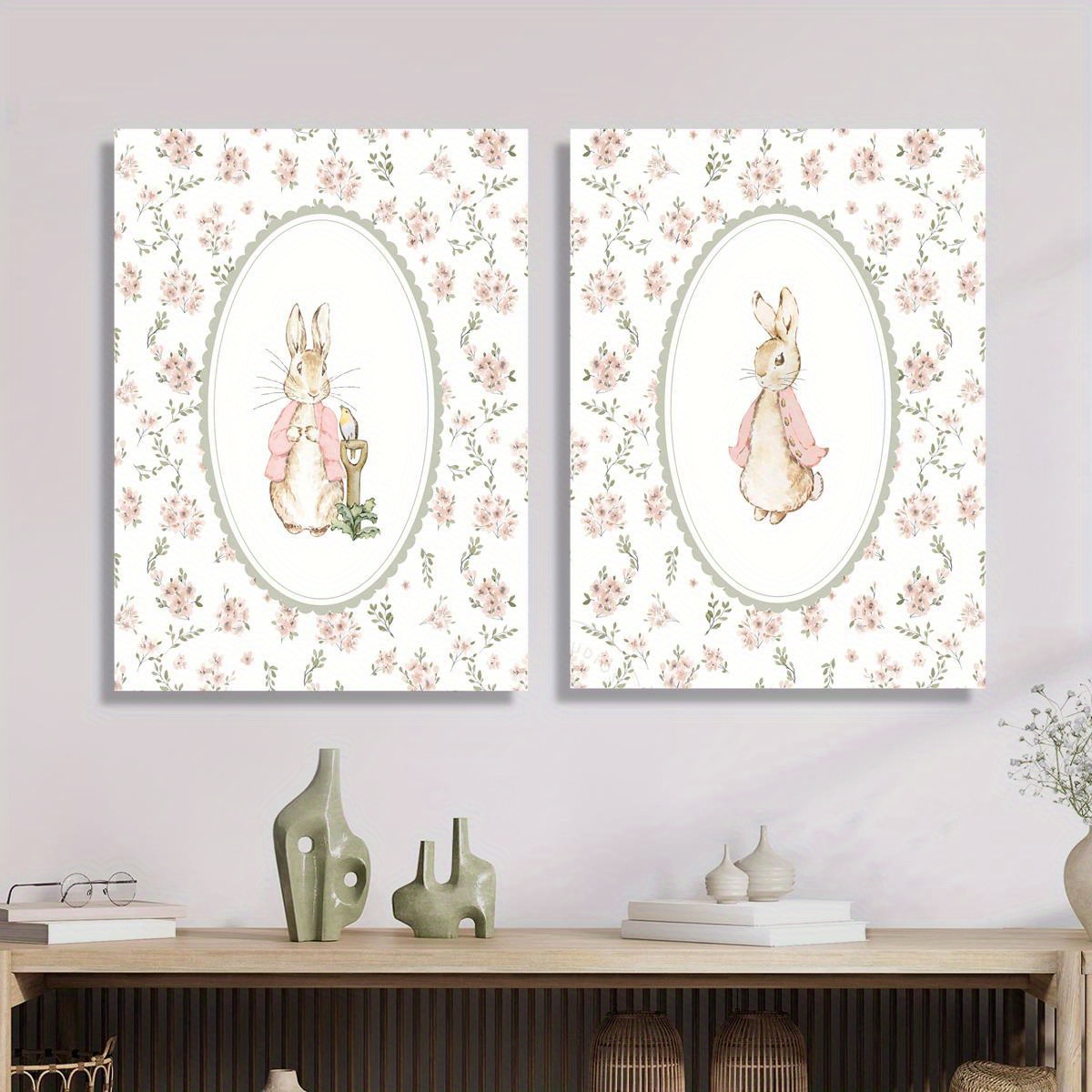 2pcs Retro Easter Rabbit Canva - Photography Types 评论和价格