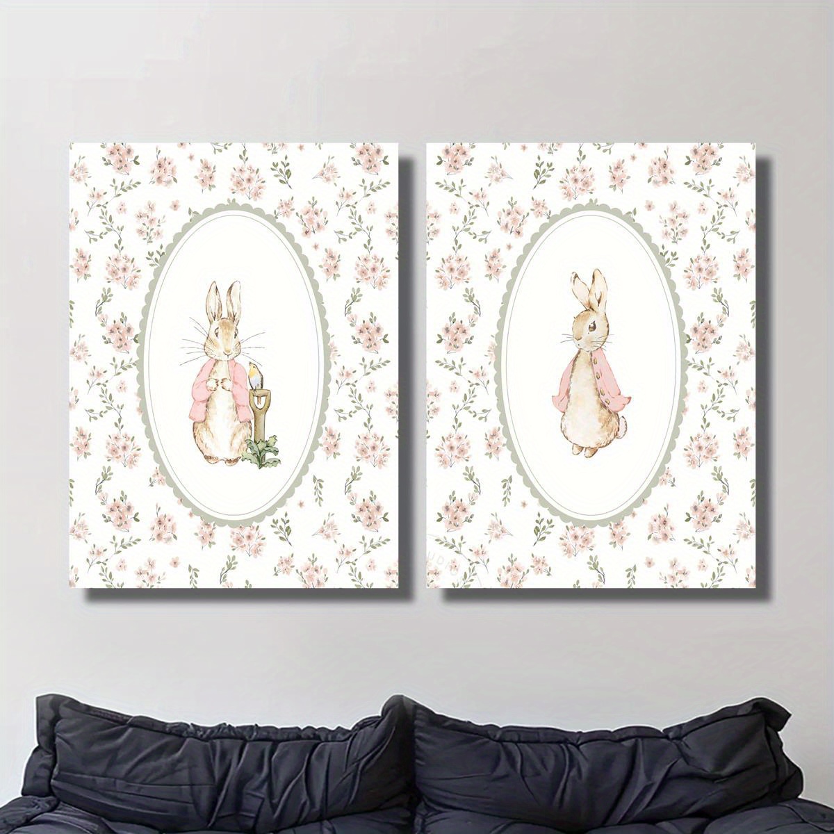 2pcs Retro Easter Rabbit Canva - Photography Types 评论和价格
