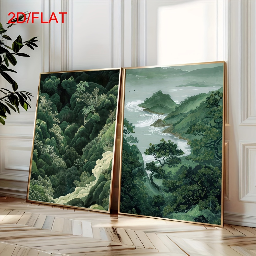2pcs Modern Green Forest Mount - Photography Types 评论和价格