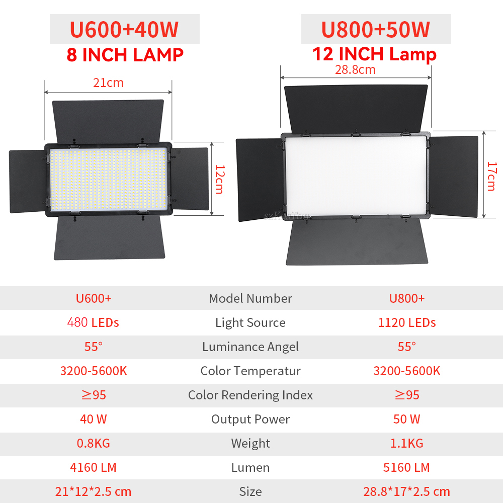 U800 U600 LED Photo Studio Vid - Video Led Light Panel 评论和价格